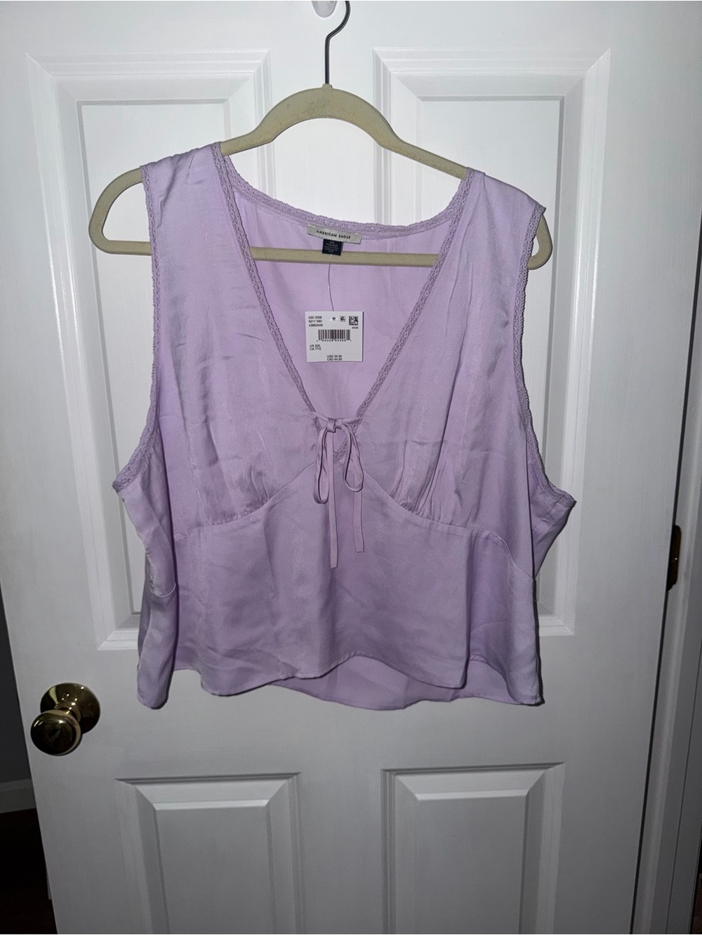 American Eagle Outfitters Lavender Tie-Front V-Neck Camisole